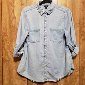 A.n.a. Light "Denim" Button Up Top Medium Western Coastal Cowgirl
